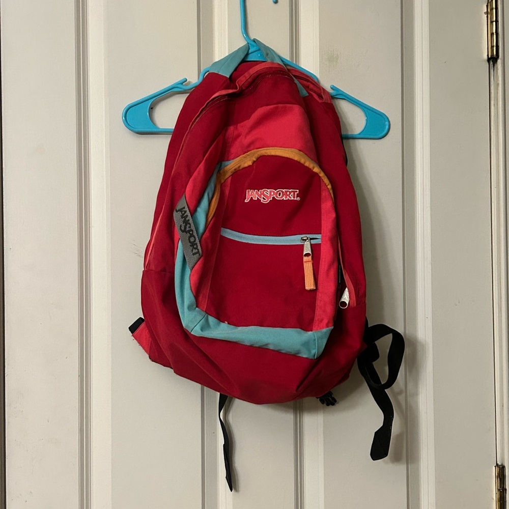 JanSport Vibrant Red and Teal Backpack
